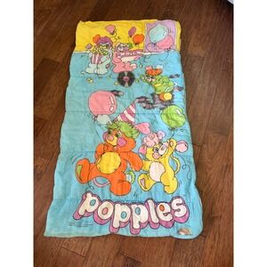 Vintage 1986 Popples‎ Sleeping Bag ERO Industries Blue Yellow Retro 80s Kids Toy